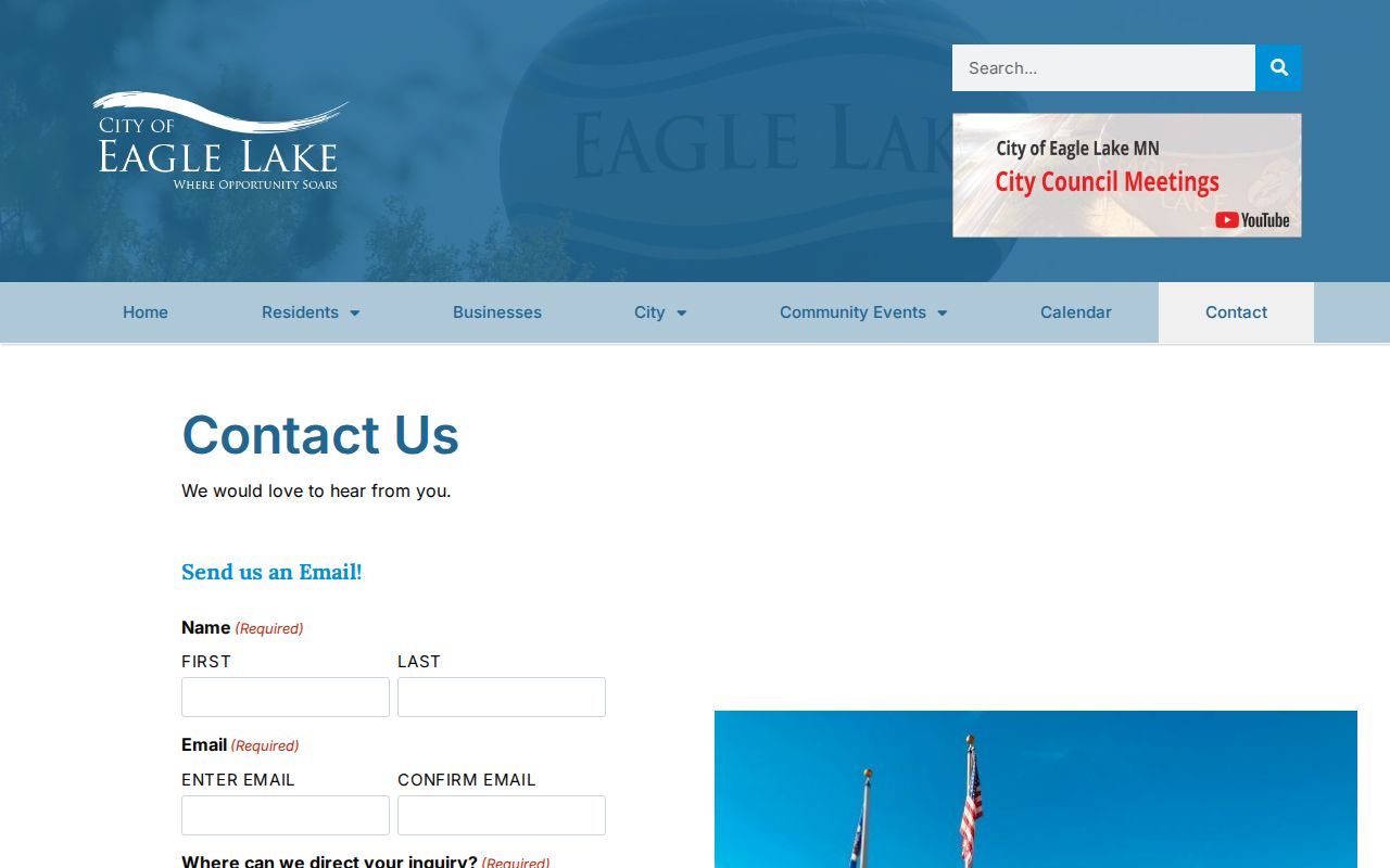 Eagle Lake city hall and police contact page used for Eagle Lake warrant records questions